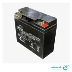 تصویر باتری 12 ولت 18 آمپر ups از نمای سمت چپ و روبرو