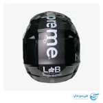 تصویر کلاه موتور کراس فاکس مدل V1 طرح Supreme رنگ قرمز و مشکی براق نمای پشت کلاه کاسکت
